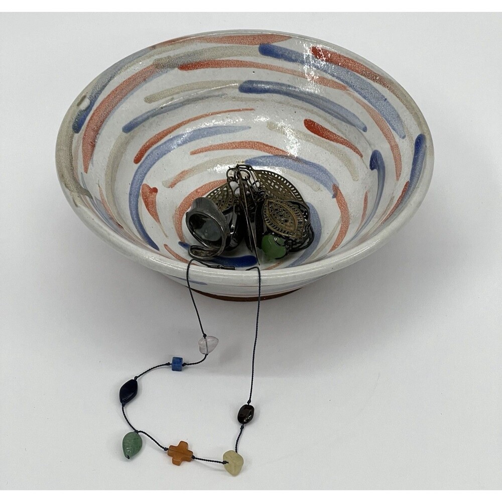 VINTAGE Swirl Studio Pottery Bowl Multi Decorative Catchall Trinket Jewelry Dish